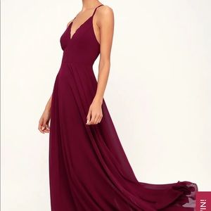 NWT Lulu’s Remember Tonight Burgundy Lace Up Dress